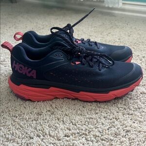Hoka Navy and Coral Athletic Shoes
